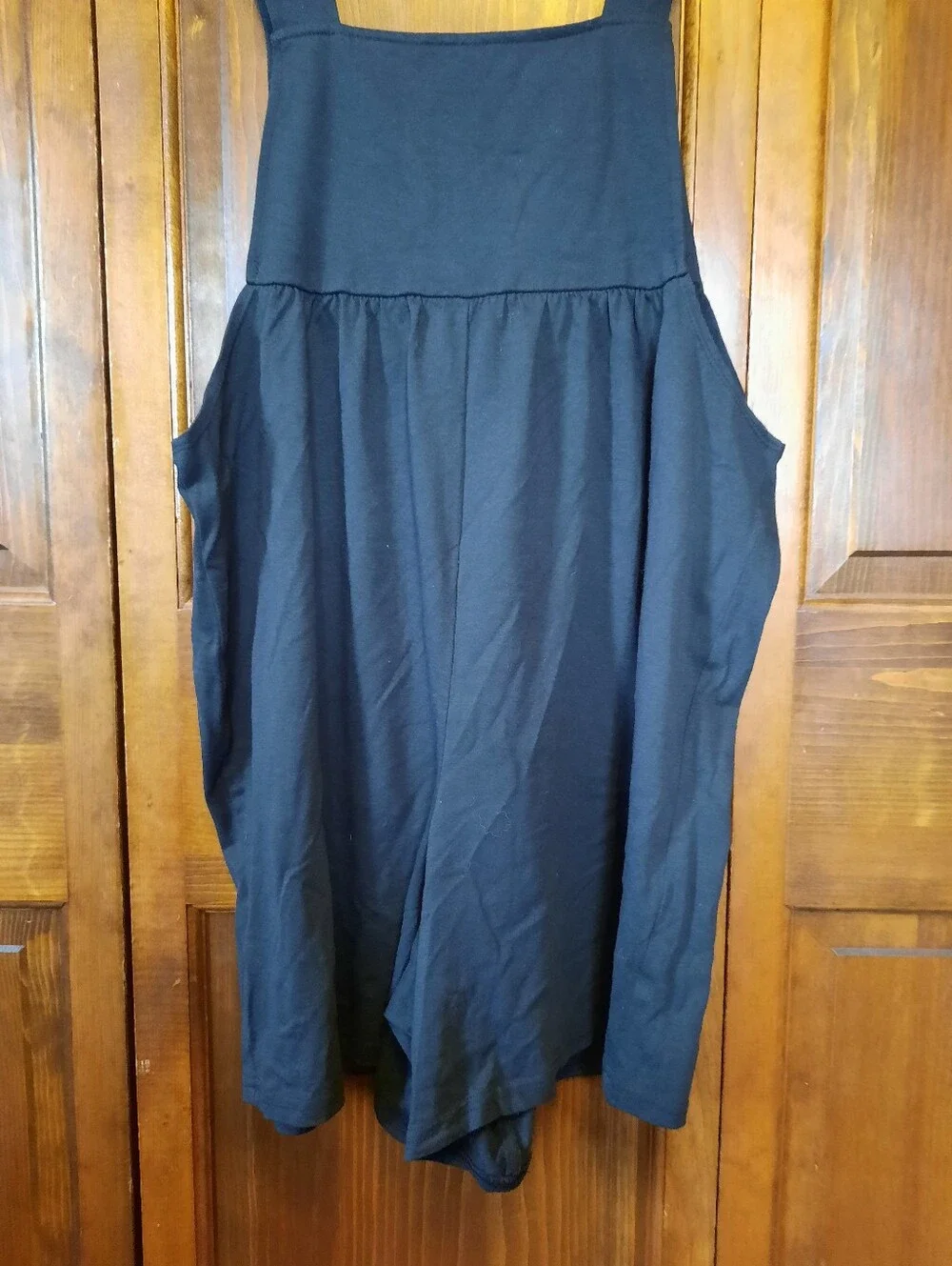 Vintage 90s Duo Maternity Cotton Blend Black Short Overalls Size 1X